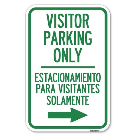 SIGNMISSION Bilingual Reserved Parking Sign Visitor Heavy-Gauge Aluminum Sign, 12" x 18", A-1218-24302 A-1218-24302
